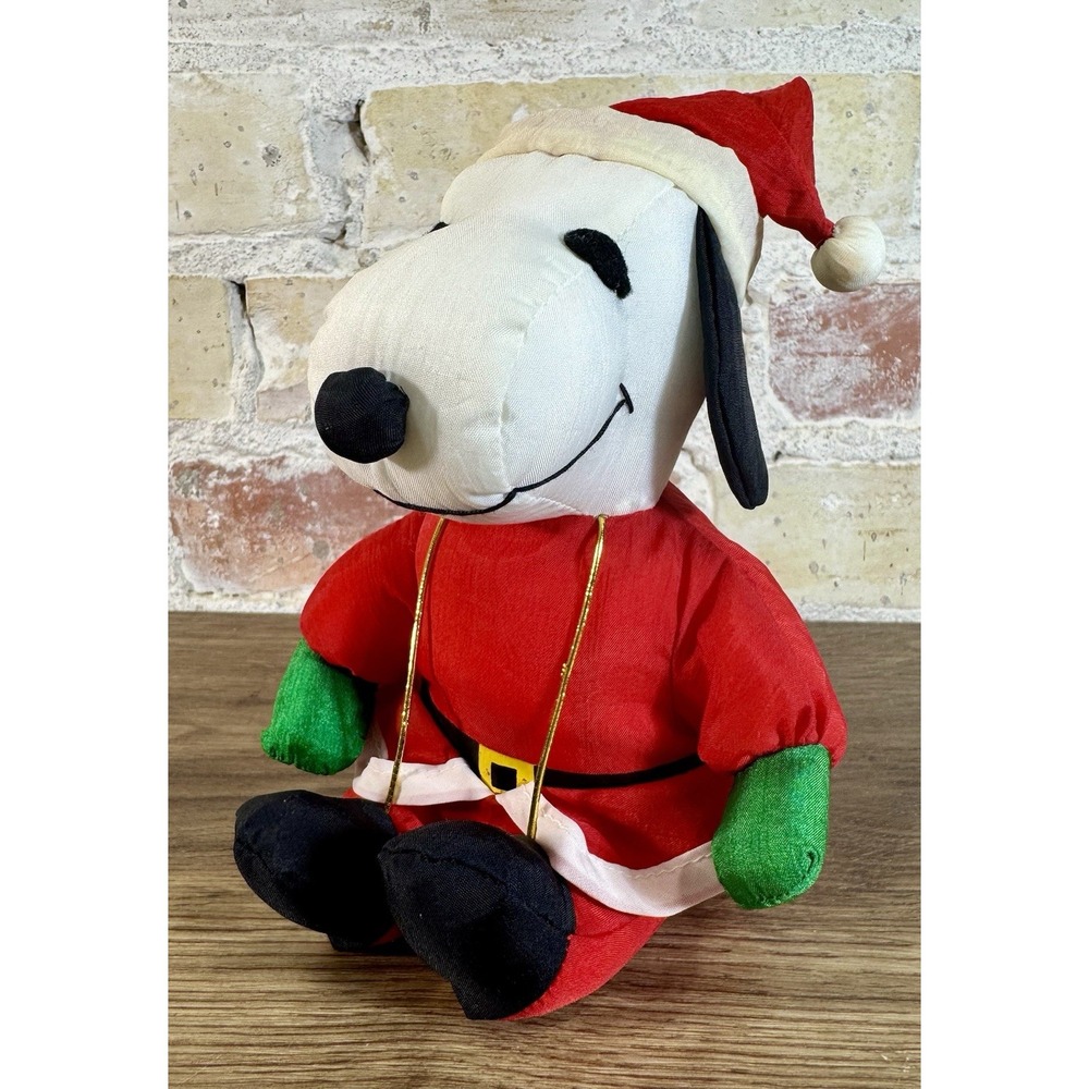 Vintage Peanuts Snoopy Santa Christmas Plush Gift Card Money Holder 8" Nylon